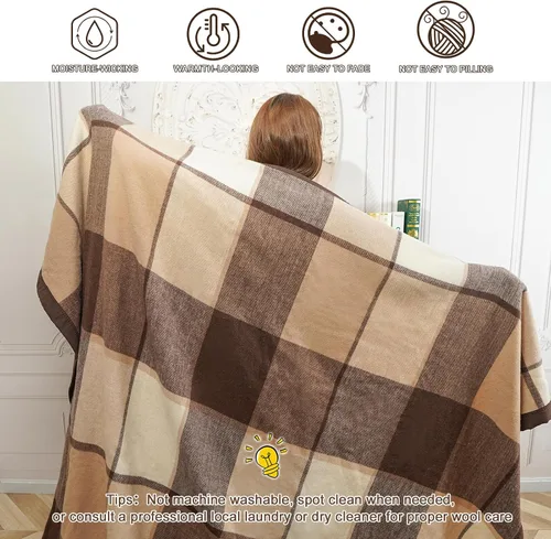 Vista 7 de YOUR MOON Manta de lana 100% pura, tamaño individual, manta australiana orgánica de lana natural, peso medio, manta hipoalergénica para cama