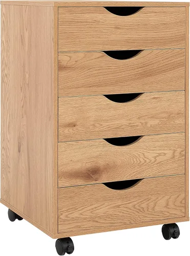 Vista 15 de Naomi Home Archivador de oficina con ruedas para debajo del escritorio, con 5 cajones y gabinete de almacenamiento lateral, organizador móvil