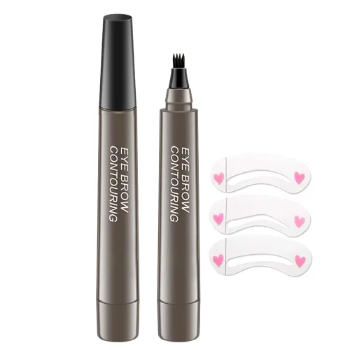 Vista 13 de Lápiz de tinta para cejas de Brow Stylist - Micro lápiz para cejas de 4 puntas con juego de elevación y agarre, con 3 plantillas para cejas