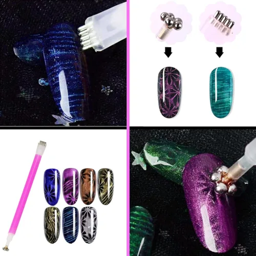 Vista 2 de Ideal Swan Juego de herramientas de esmalte de uñas magnético, esmalte de gel de ojo de gato 3D, herramienta de plástico de ojo de gato, ojo de gato