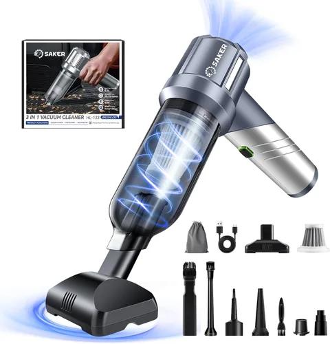 Vista 8 de Saker Aspirador portátil de mano inalámbrico portátil 17000PA plegable aspiradora de coche mini soplador de polvo con motor sin escobillas