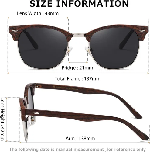 Vista 151 de AEVOGUE Gafas de sol polarizadas para mujeres y hombres semi marco retro gafas de sol AE0369