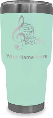 Vista 44 de LaserGram Vaso aislado al vacío de 20 onzas, notas musicales, grabado personalizado incluido (negro)