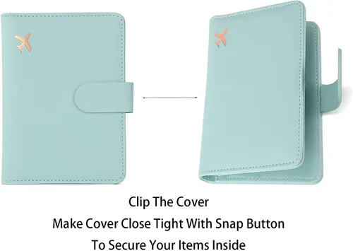 Vista 5 de Melsbrinna Funda de piel prémium para pasaporte, impermeable, con bloqueo RFID, cartera de viaje con soporte para bolígrafos, bonito libro