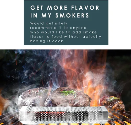 Vista 6 de Tubo de humo – Tubo de humo de 12 pulgadas para parrilla de pellets de 5 horas de humo, tubo de ahumador de pellets de acero inoxidable para todas