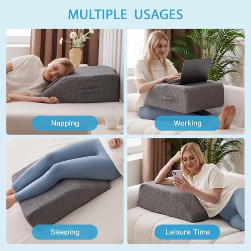 Vista 6 de Almohada de pierna con elevación de circulación sanguínea, cuña de pierna para elevación para hinchazón, almohada de elevación de piernas
