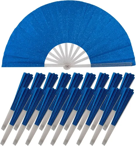 Vista 9 de 10 ventiladores plegables grandes de mano para hombres y mujeres, abanicos decorativos plegables, accesorios rave, utilizado para bailes, fiestas