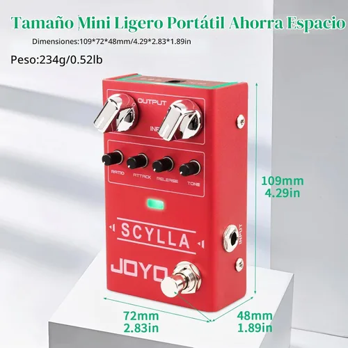 Vista 6 de JOYO Pedales de Bajo para Guitarra, Pedal de Efecto Compresor con Perillas de Compresión Precisas, Bajo Ruido y Alto Rango de Control Dinámico