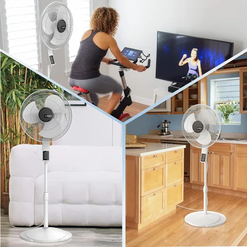 Vista 7 de Lasko Ventilador de pedestal oscilante, termostato, altura ajustable, control remoto, temporizador, 4 velocidades, para dormitorio, sala de estar