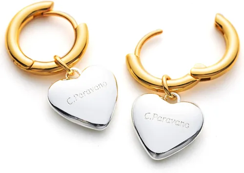 Vista 2 de C.Paravano Aretes de aro de oro de 18 quilates y plata esterlina para mujer