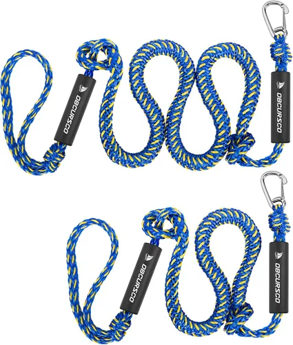 Vista 12 de Obcursco Líneas de muelle elásticas para barco, cuerda de amarre con clips de acero inoxidable 316, accesorios para moto acuática, PWC, SeaDoo