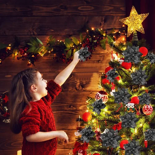 Vista 6 de 36 adornos navideños de Pascua para árbol, color negro