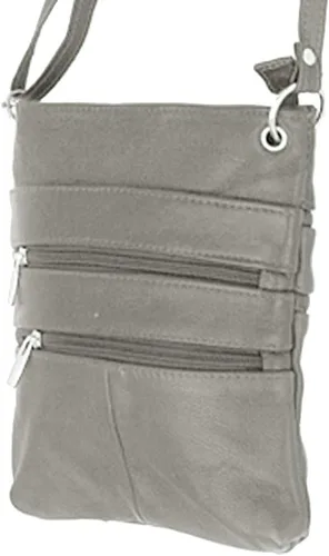 Vista 3 de Silver Fever - Bolso bandolera de cuero genuino, Gris