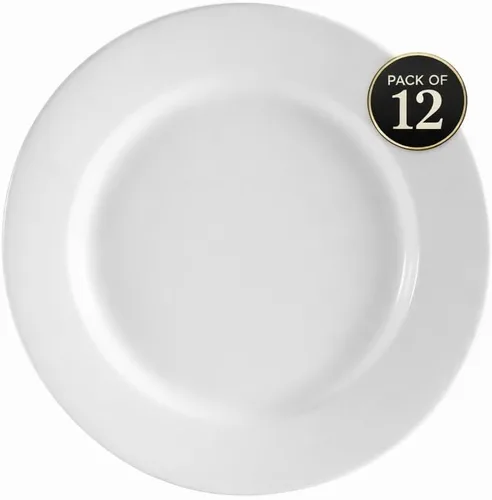 Vista 3 de CAC China REC-5 - Plato redondo de cerámica de 5-1/2 pulgadas, con borde enrollado, color blanco americano, caja de 36 Blanco americano