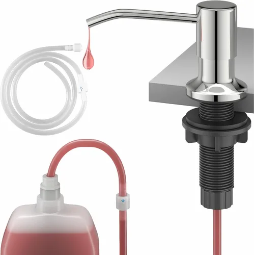 Vista 11 de OHiHi - Dispensador de jabón para fregadero de cocina con tubo de extensión de 47 pulgadas, base de cabezal de bomba ancha, sin fugas de agua, sin