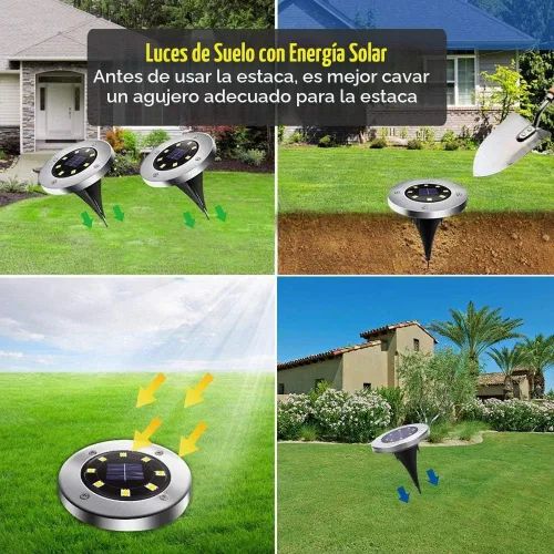 Vista 9 de Aogist Luces solares de suelo, luces LED de disco de jardín, iluminación de paisaje al aire libre para césped, patio, camino, terraza, pasarela