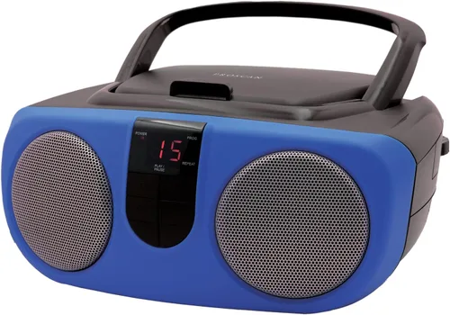 Vista 4 de Proscan PRCD243M-BLUE - Caja portátil de CD Boom de 2.4 vatios RMS con radio AM/FM (azul)