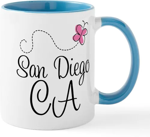 Vista 24 de CafePress I Love San Diego - Taza de café de cerámica (11.0 fl oz)