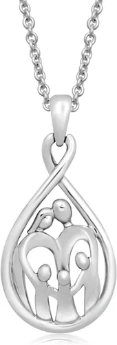 Vista 11 de Jewelili 925 Sterling Silver Family Pendant Necklace for Women