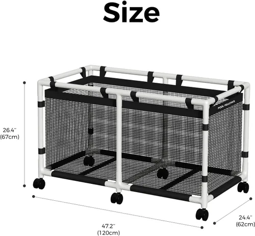Vista 6 de Contenedor de almacenamiento para piscina, 90 galones, soporte para fideos, juguetes, flotadores, toallas, organizador de malla para equipos