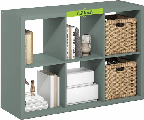 Vista 45 de Furinno Estantería para cubículos, estantería apilable, organizador de almacenamiento en cubos con parte trasera abierta, extragruesa, 15.8 x 15.8 x
