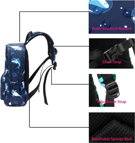 Vista 3 de Abshoo - Mochila infantil para preescolar con correa en el pecho