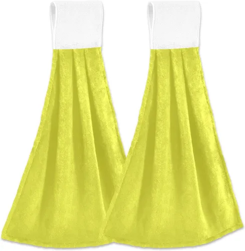 Vista 31 de Juego de 2 toallas de mano amarillas y naranjas, suaves, absorbentes, decorativas, para baño, secado rápido, barra de té, toalla colgante para baño