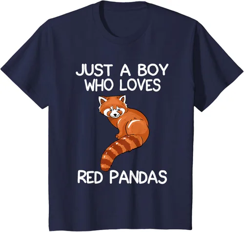 Vista 49 de Just A Boy Who Loves Red Pandas Gift - Camiseta con diseño de panda roja, Negro, S