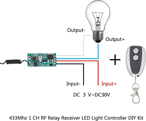Vista 2 de Interruptor de control remoto DC 5V/12V/24V/30V 3A Mini interruptor de relé inalámbrico, interruptor remoto RF transmisor y receptor kit con 164.0