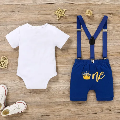 Vista 3 de GRNSHTS Ropa divertida de primer cumpleaños para bebé niño, mameluco con pajarita, mameluco para tartas
