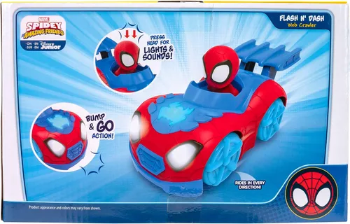 Vista 6 de Marvel's Spidey and HIS Amazing Friends Flash 'N' Dash Web Crawler - Vehículo rastreador de red motorizado con luces y sonidos - Juguetes con tus