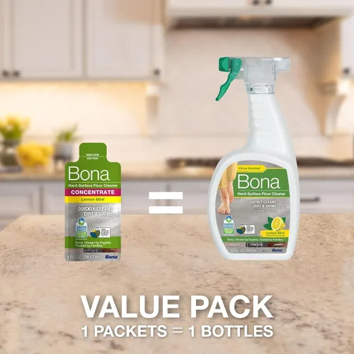 Vista 7 de Bona® Spray limpiador de pisos multisuperficie, 32 onzas líquidas, menta limón, incluye botella llena + recambio de concentrado para limpieza