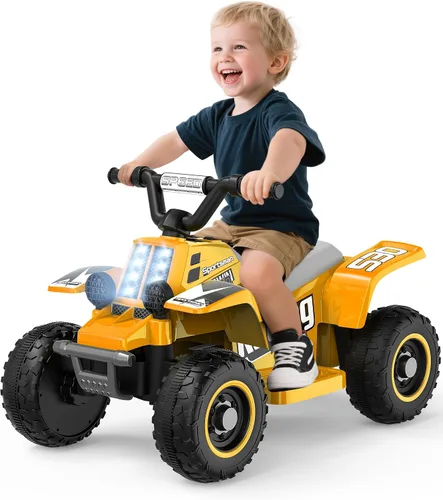Vista 8 de ANPABO Juguete ATV de 6 V 7AH para niños, 4 ruedas para niños pequeños con faro, adelante y atrás, bocina, reproductor de música, USB, MP3