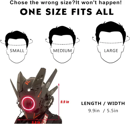 Vista 4 de HCYPUNK Máscara punk, casco de cosplay para hombres, ropa tecnológica punk futurista, Halloween, cosplay, ajuste para fiestas, festivales de música