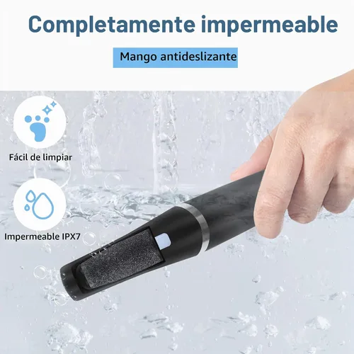 Vista 6 de Removedor eléctrico profesional de callos de pies, kit de herramientas de pedicura electrónico recargable, resistente al agua con 4 cabezales