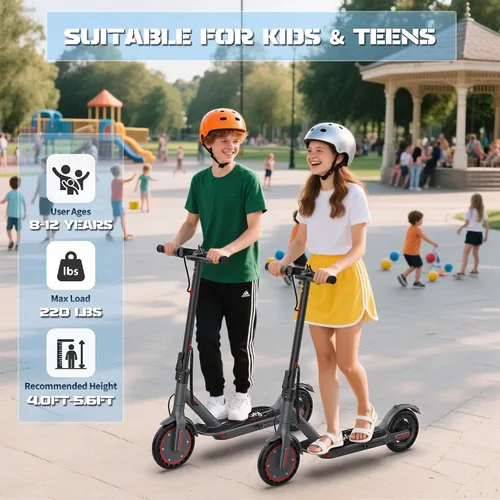 Vista 4 de Electric Scooter, 350W Strong Motor, Up to 19 MPH, E/D/S 3 Gear Speed, 15 Miles Range, Foldable Lightweight E-Scooter with 8.5 Inch Tires, Smart APP