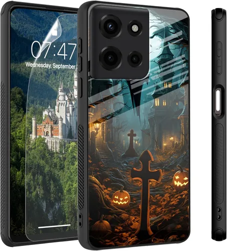 Vista 32 de Funda para Motorola Moto Edge 2022, cubierta trasera de vidrio templado con protector de pantalla, funda protectora a prueba de golpes para Motorola