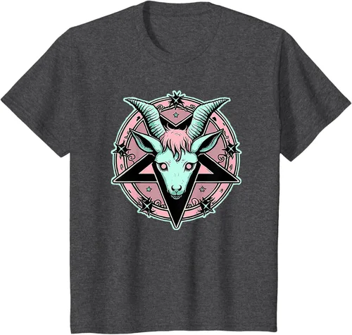Vista 23 de Camiseta Kawaii Paste Creepy Goat Pentacle, Negro