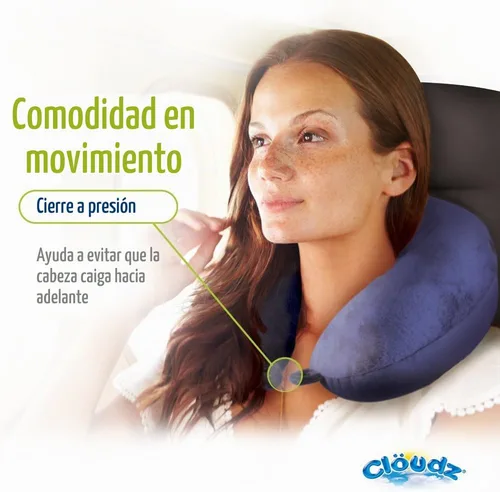 Vista 8 de Cloudz Almohada de viaje con microesferas de doble comodidad para el cuello en avión. Tela de felpa súper suave y acogedora en un lado, elastano