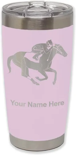 Vista 22 de LaserGram Vaso aislado al vacío de 20 onzas, carreras de caballos, grabado personalizado incluido (negro)