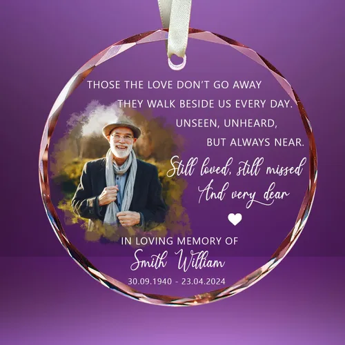 Vista 13 de Adorno de cristal conmemorativo personalizado – Pérdida de papá, mamá, tío, regalo de condolencia de condolencia, en memoria amorosa, recuerdo