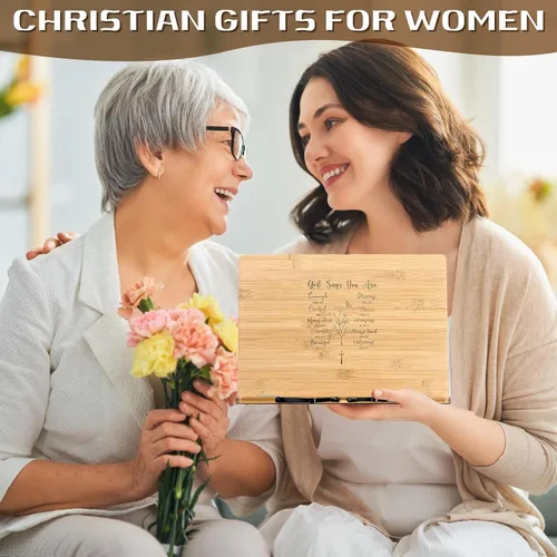 Vista 6 de Geelin Regalo cristiano de bautismo para mujer, soporte grande para la Biblia para el Día de la Madre, para exhibir en casa, soporte ajustable
