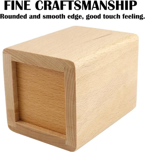 Vista 3 de Caja de bolígrafos de madera natural, organizador de papelería de escritorio, soporte creativo y simple de madera maciza para suministros de oficina