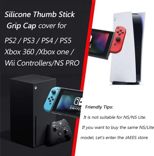 Vista 6 de Empuñaduras de pulgar para control de PS5, 8 tapas de joystick de impresión analógica, cubierta de protección de mango de silicona antideslizante