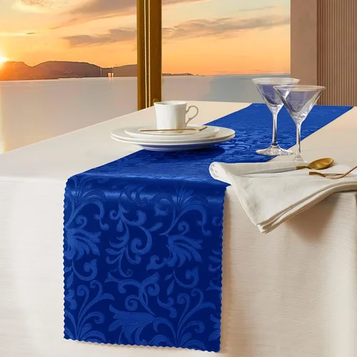 Vista 8 de Manyshofu 5 caminos de mesa de satén dorado – 12 x 108 pulgadas, decoración de damasco, impresión jacquard brillante y suave de boda para banquetes