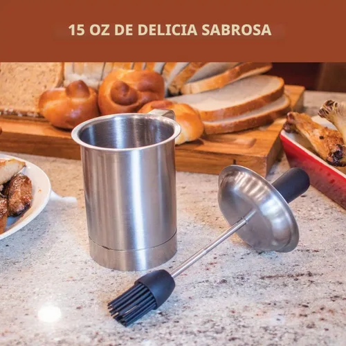 Vista 6 de Bellemain Juego de olla y cepillo para untar – Cepillo de silicona para cocinar, ahumar y parrilla de barbacoa – Juego de mascar carne