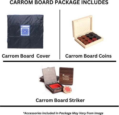 Vista 5 de Tablero AAR-Kay Carrom de madera contrachapada vintage aprobada por la Federación Carrom de India y la Federación Internacional Carrom