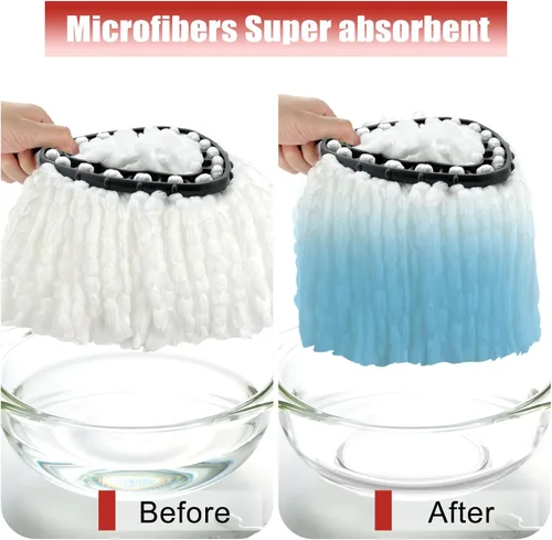 Vista 7 de Paquete de 3 cabezales de repuesto para trapeador, compatible con sistema EasyWring de 1 tanque Microfiber, Highly Absorbent, Machine Washable