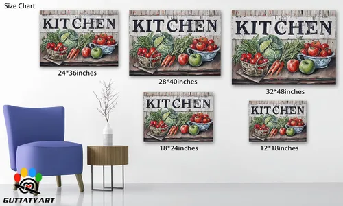 Vista 4 de GUTTATY Imágenes de cocina, arte de pared, pintura colorida de frutas y verduras para comedor, restaurante, regalo del día de la madre para abuela