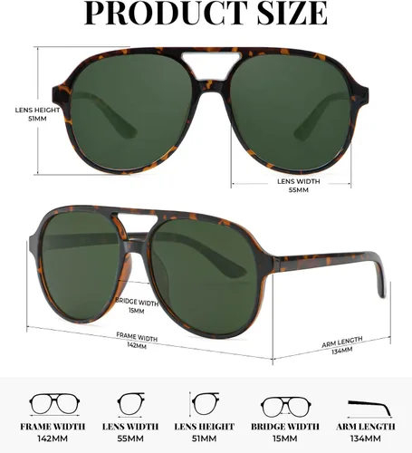 Vista 4 de NSSIW Lentes de sol estilo aviador retro para mujeres y hombres, polarizados vintage de los años 70 con protección UV